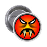 Scary Round & Orange Evil Devil Face with Fangs Pinback Button