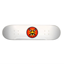 Scary Round & Orange Evil Devil Face with Fangs Skate Board Decks