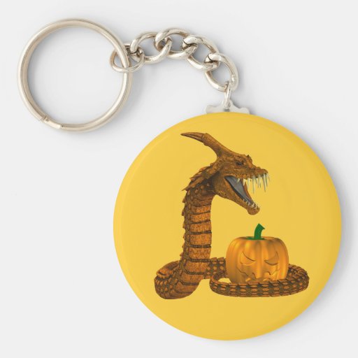 Scary Snake Protecting A Pumpkin Keychains