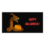 Scary Snake Protecting A Pumpkin photo cards
