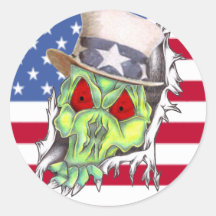 Scary Uncle Sam Round Stickers