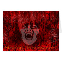Scary Vampire Lady in Blood Card