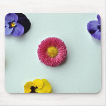 Scattered Flowers on white background Mouse Pads