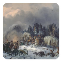 Scene from the Russian-French War in 1812 Square Stickers