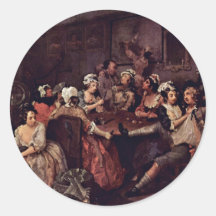 Scene In A Tavern " By Hogarth William Round Sticker