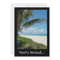 Scenic Beach, Side Palm Branch Personalized Invite