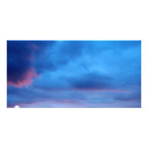 Scenic blue sunset picture card