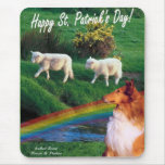 Scenic Ireland Stream with Collie and Sheep mousepads