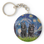 Schipperkes (two) - Starry Night keychains