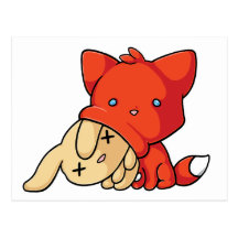 SCHLUP Fox Eating Rabbit Post Card