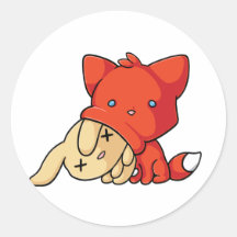 SCHLUP Fox Eating Rabbit Stickers