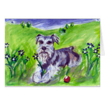 Schnauzer flower eater cards