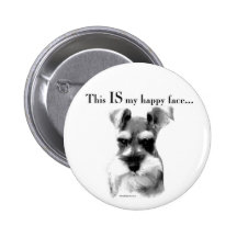 Schnauzer Happy Face Pinback Buttons