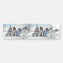 Schnauzers in Winter Bumper Sticker