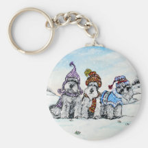 Schnauzers in Winter Key Chains