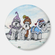 Schnauzers in Winter Magnet