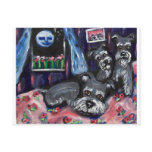 Schnauzers sense whimsical moon postcard