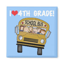 School Bus I Love 4th Grade Magnets