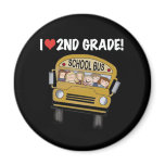 School Bus Love 2nd Grade Fridge Magnets