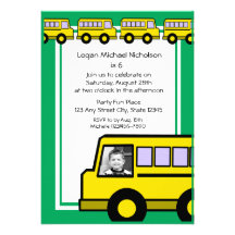 School Bus/ photo Personalised Invitations