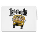 School Bus with Kids 1st Grade cards
