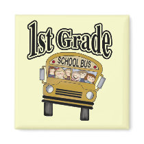 School Bus with Kids 1st Grade Tshirts and Gifts Magnets