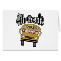 School Bus with Kids 4th Grade Cards