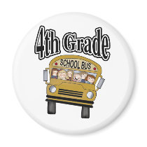School Bus with Kids 4th Grade Refrigerator Magnet