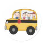 School Bus with Kids T-shirts and Gifts stickers