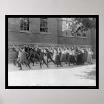 School Class Exercising with Barbells 1899 Print