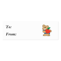 School Days Apple Teddy Bear Business Card Template