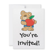 School Days Apple Teddy Bear Personalized Announcements
