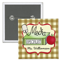 School Media Specialist - Tan Gingham Pin