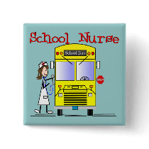 School Nurse Stick People Design Pinback Button