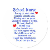 School Nurse Round Stickers