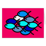 School of Christian Fish Symbols - Blue and Aqua Card