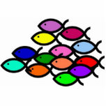School of Rainbow Fish Symbols photo sculptures
