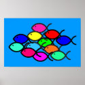 School of Rainbow Fish Symbols posters