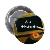 School Theme Chalkboard Apple Pin Button