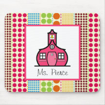Schoolhouse  / Multicolored Polka Dots Teacher Mousemats