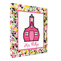 Schoolhouse Paint Splatter Canvas For Teacher Gallery Wrap Canvas