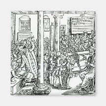 Schoolroom scene in Tudor times Refrigerator Magnet