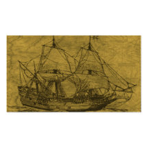 Schooner And Vintage Map Business Cards