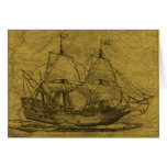 Schooner And Vintage Map Greeting Cards