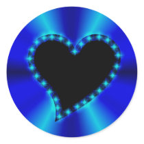 schwarzes Herz mit Sternchen auf blau Regenbogen Runder Sticker