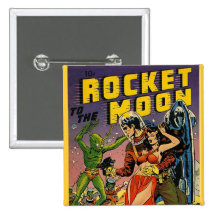 Sci Fi Vintage Comic Book Cover Art Buttons