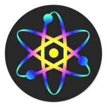 science atom round sticker