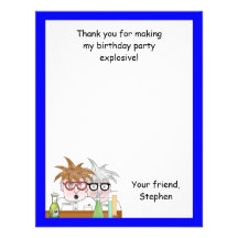 Science Birthday Party Thank You Note Chemist Personalized Announcement