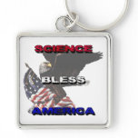 Science Bless America American Flag And Bald Eagle Keychains
