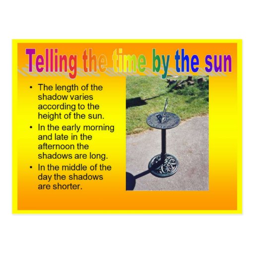 Science, Physics, Telling the time by the sun Postcard Zazzle